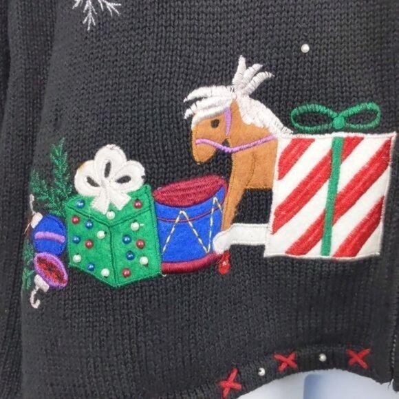 Hampshire Studio Christmas Sweater Cardigan Women's  full zip Santa  Size L - Picture 6 of 16